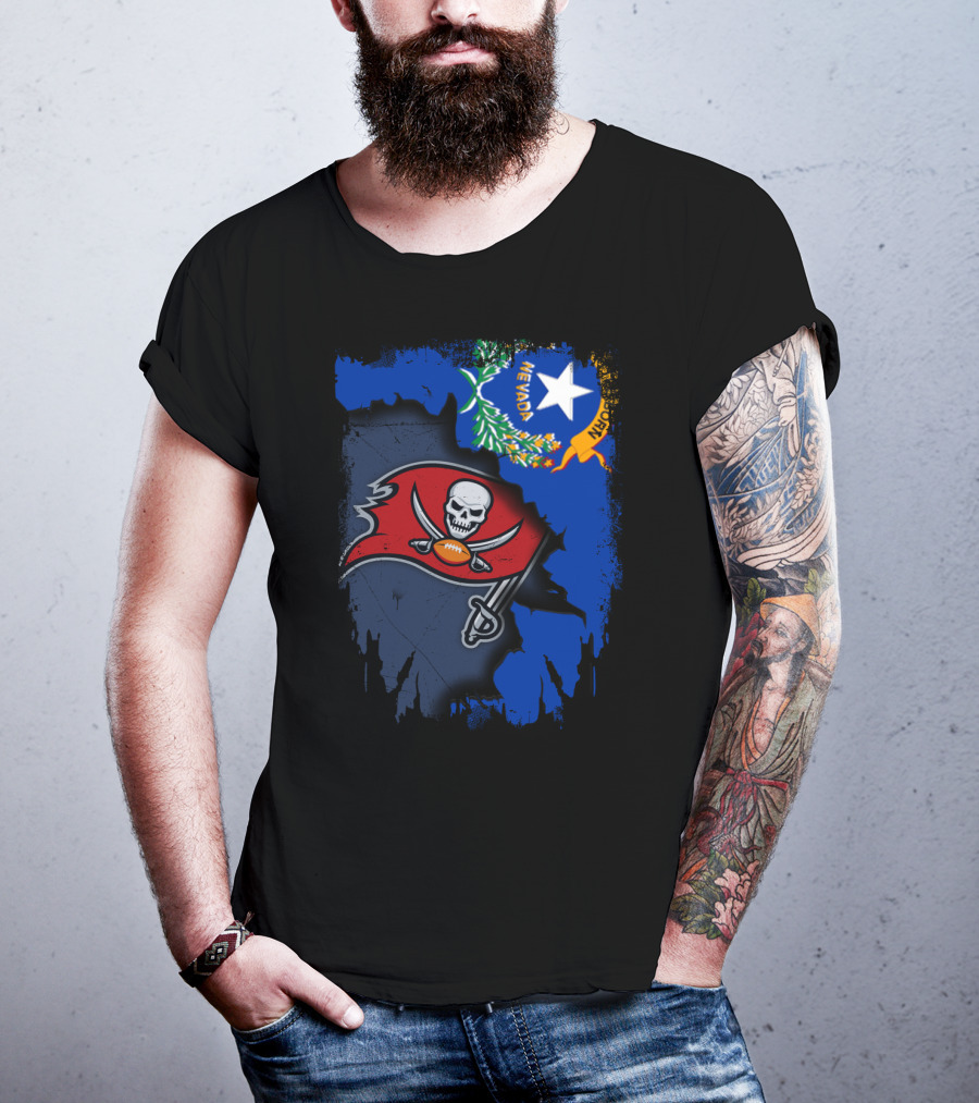 Nevada State With Buccaneers Football Flag Integration T-Shirt