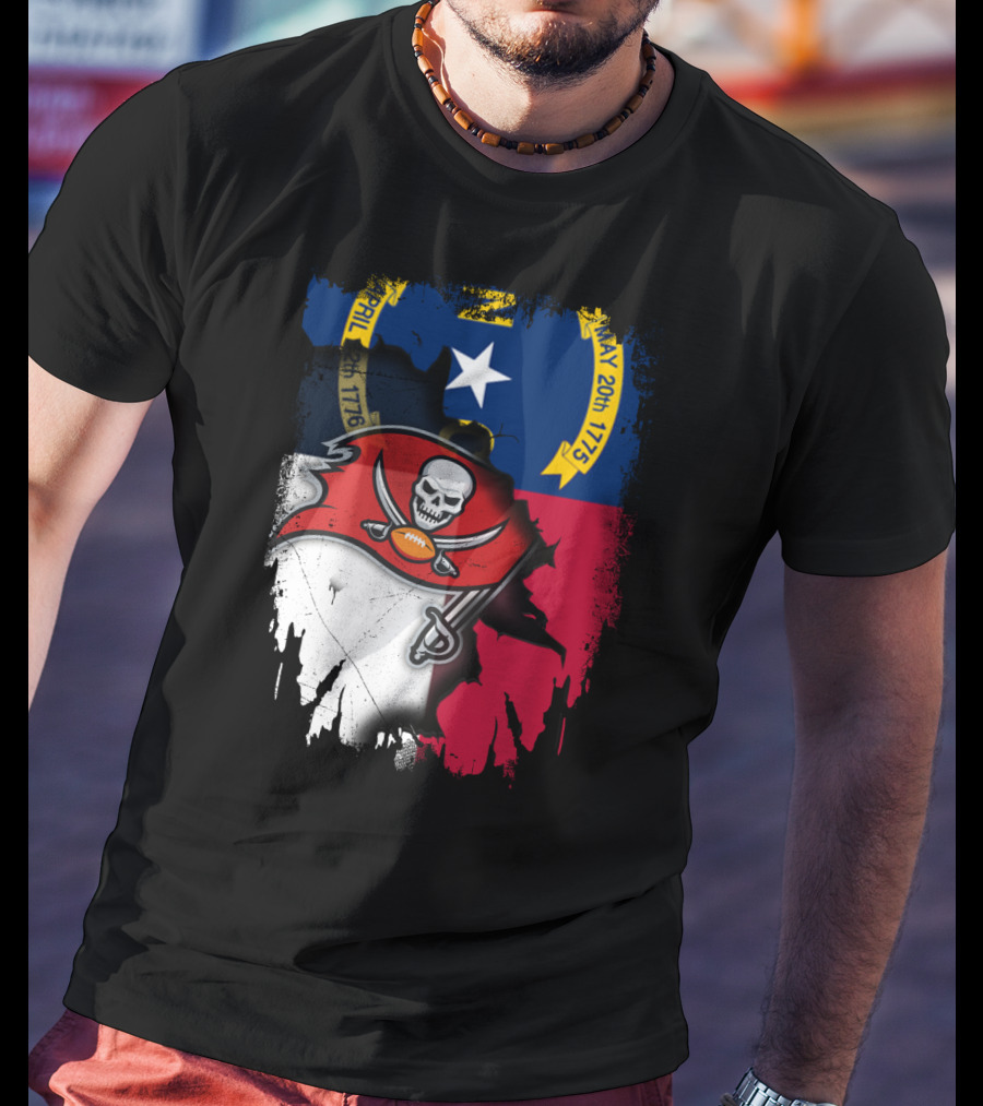 Together North Carolina With Buccaneers Flag And North Carolina Coat Of Arms April 1776 T-Shirt