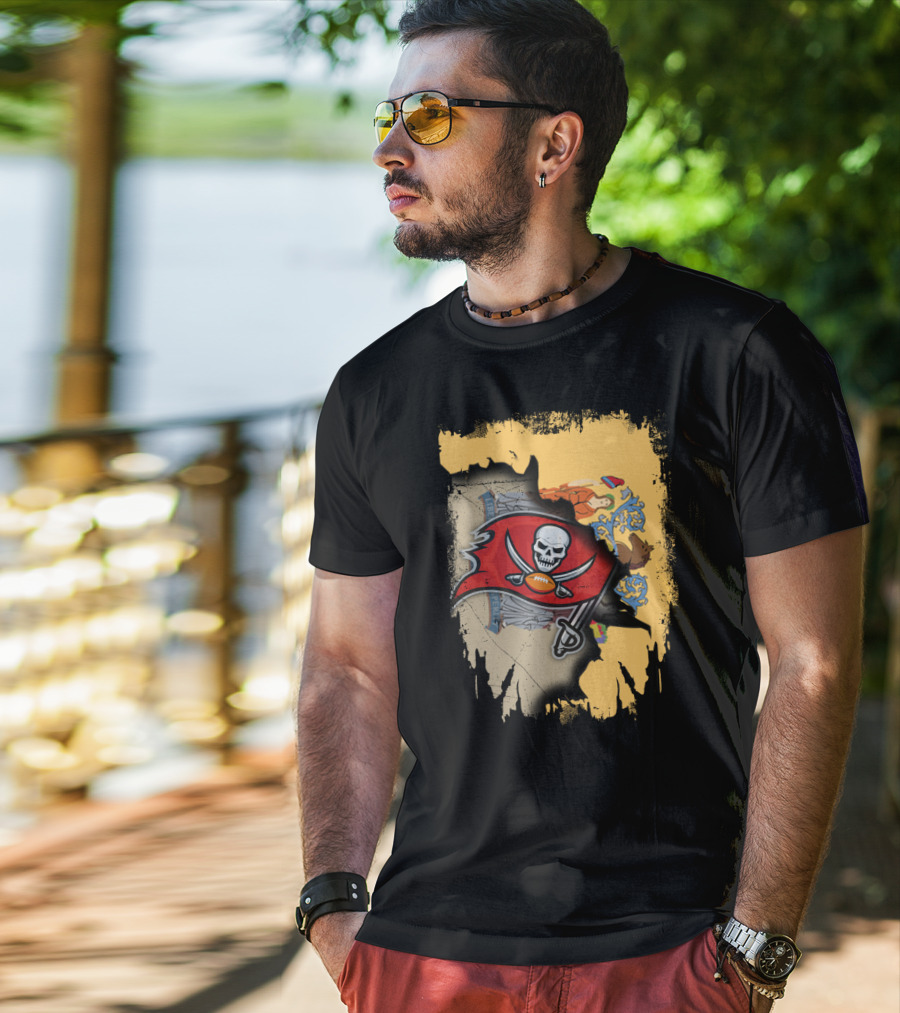 Together New Jersey Buccaneers Football Flag Map T-Shirt