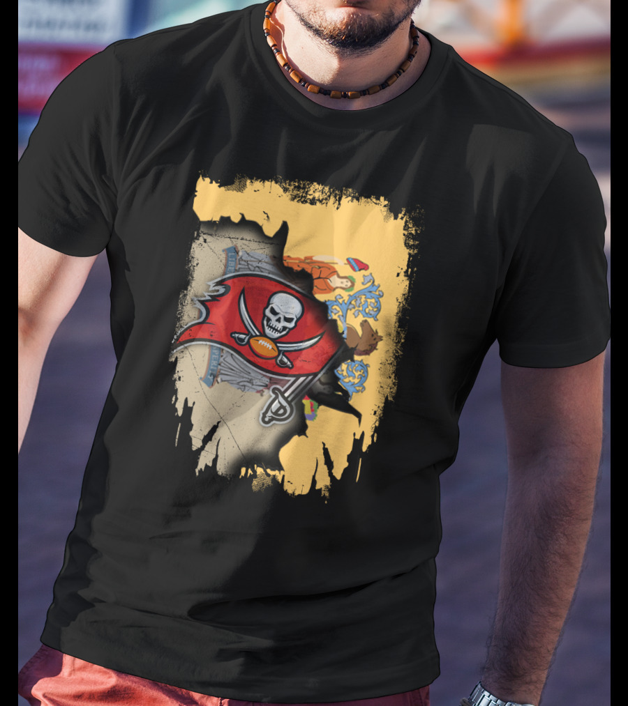 Together New Jersey Buccaneers Football Flag Map T-Shirt