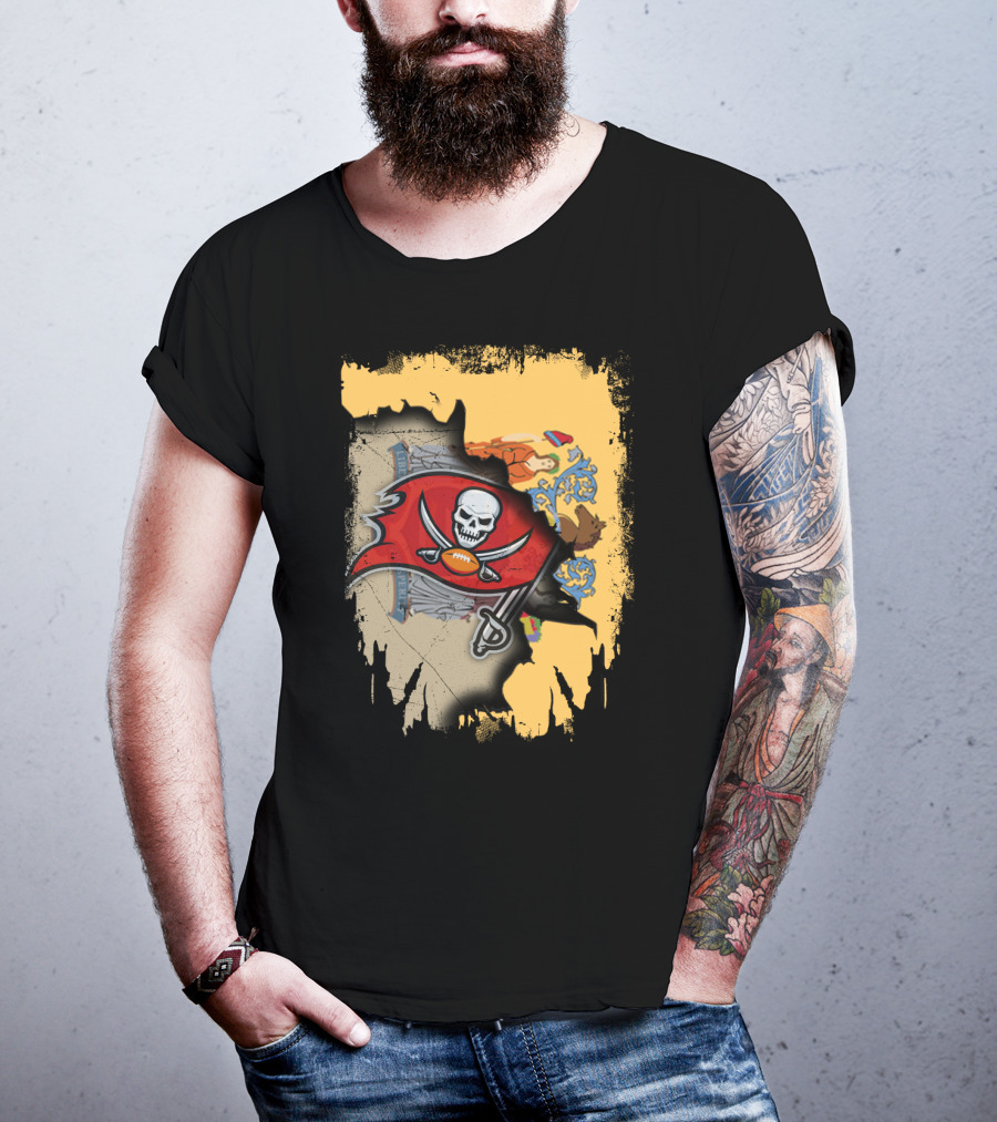 Together New Jersey Buccaneers Football Flag Map T-Shirt
