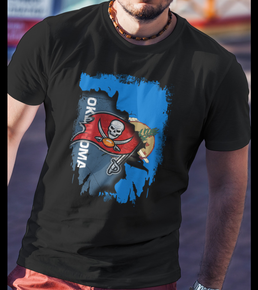 OKLAHOMA Buccaneers Flag Symbol With State Backdrop T-Shirt