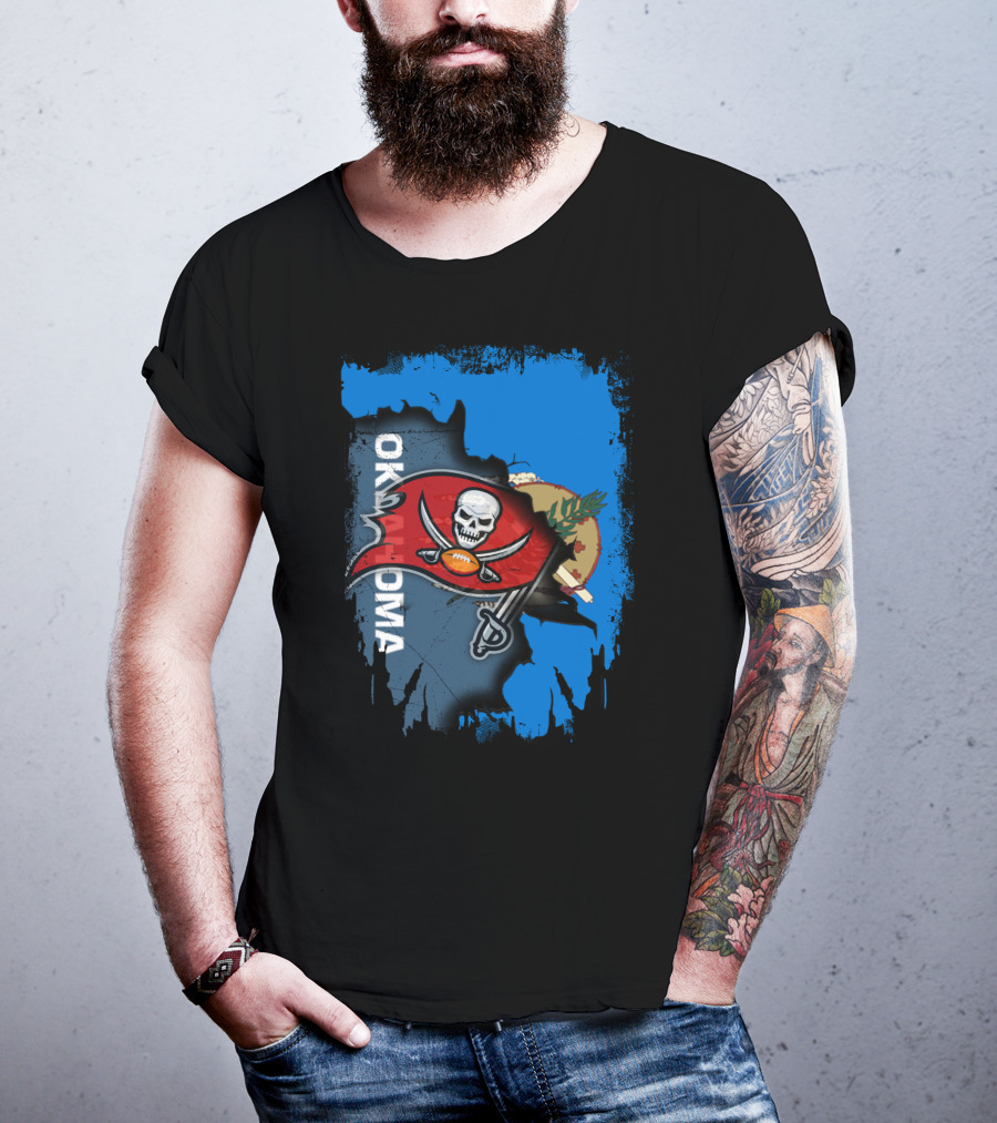 OKLAHOMA Buccaneers Flag Symbol With State Backdrop T-Shirt