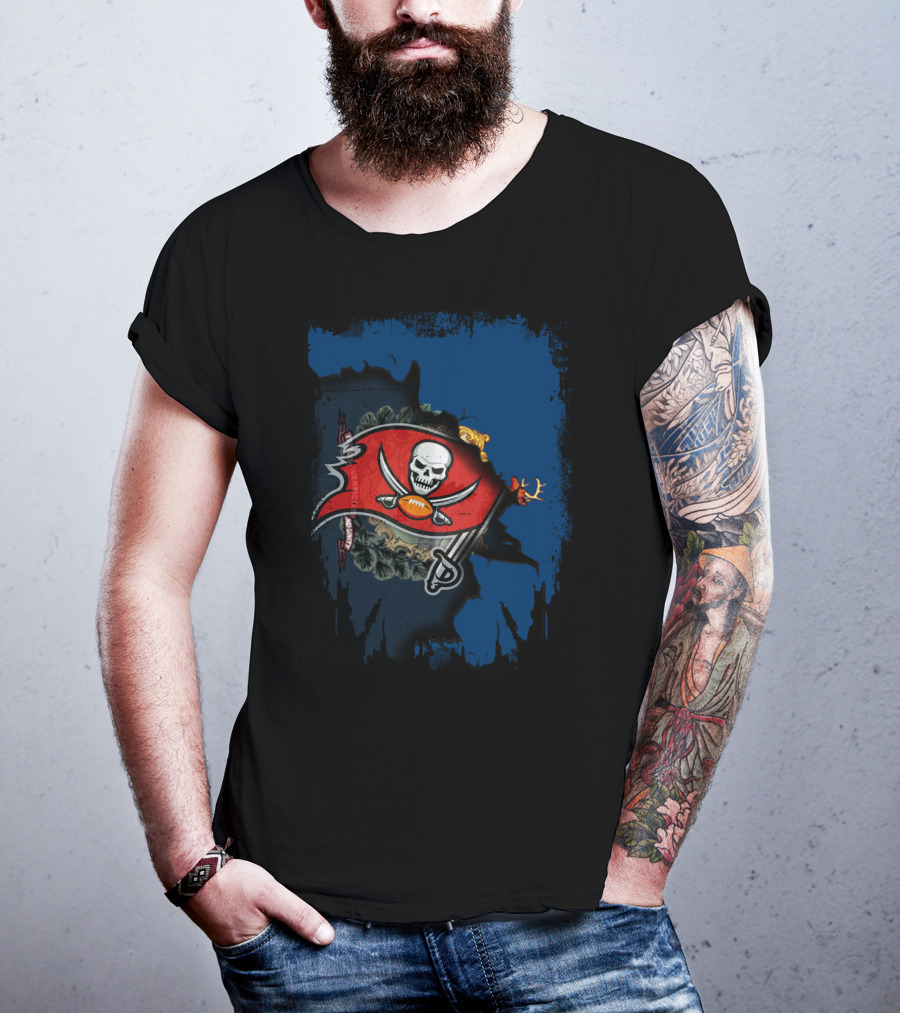 Together Vermont Buccaneers Flag With Skull And Football T-Shirt