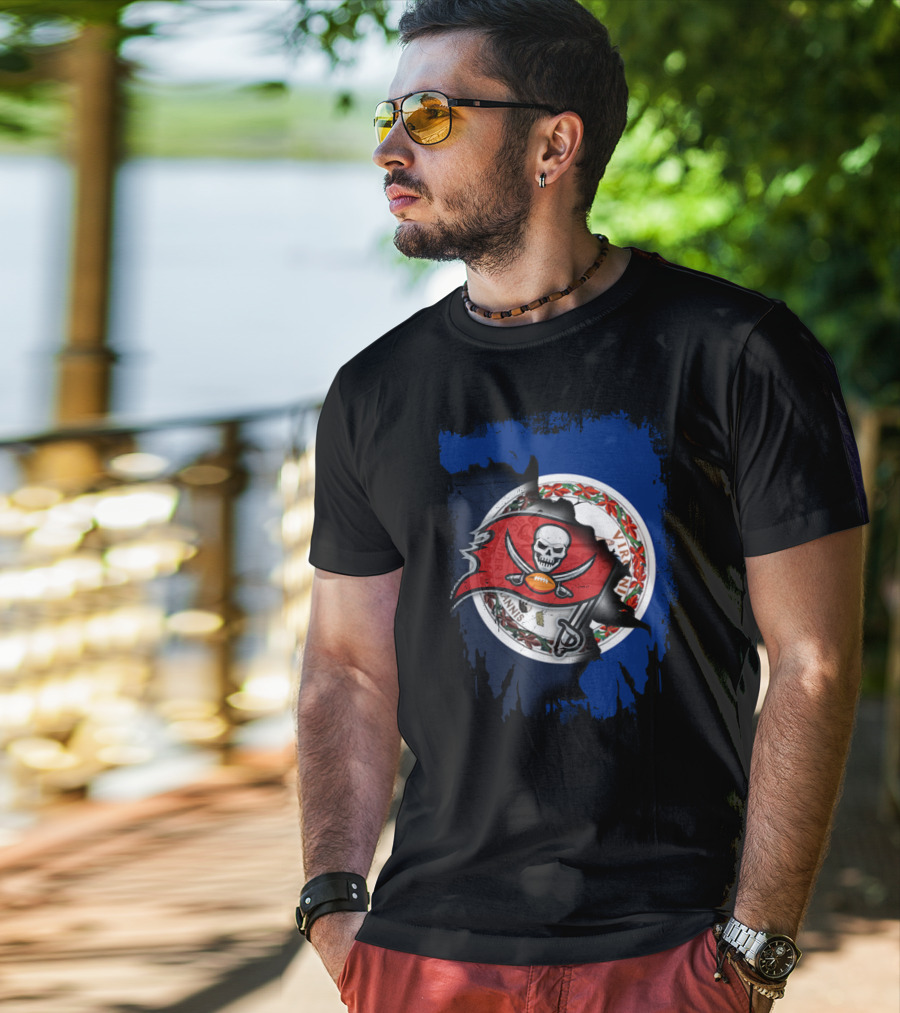 Virginia Buccaneers Unity Flag Skull Football T-Shirt