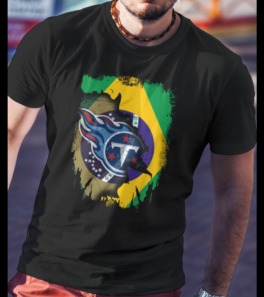 Brazilian Pride With Titans NFL Symbol Fusion T-Shirt