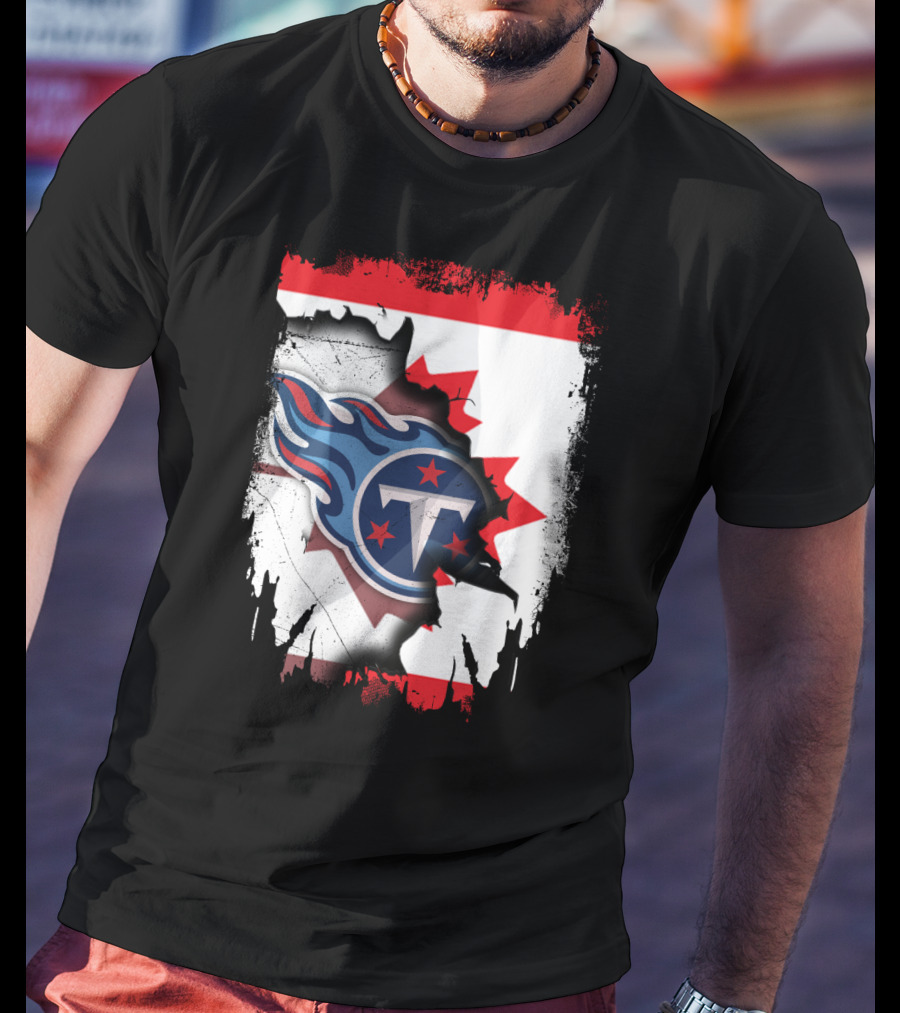 Canada Titans NFL Collaboration With Canadian Flag And Tennessee T-Shirt