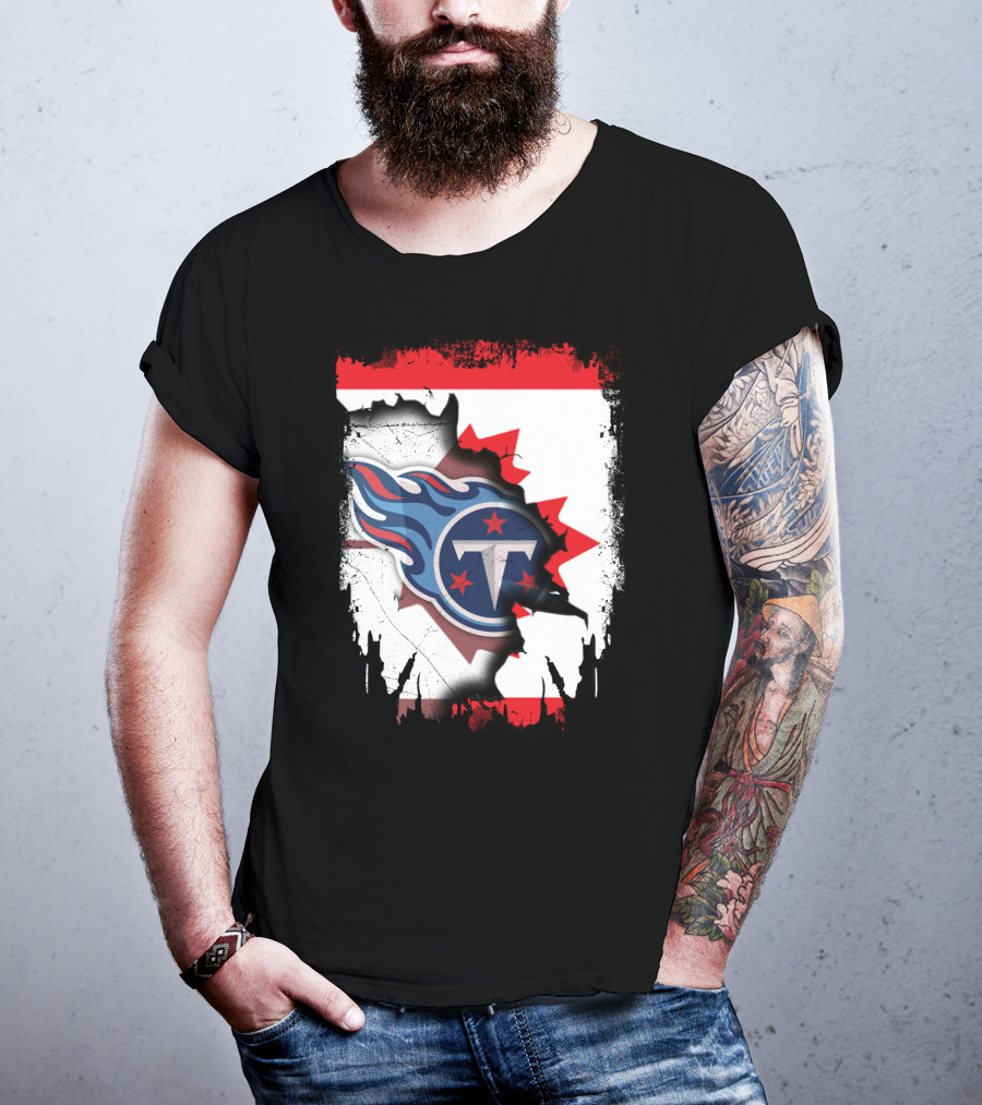 Canada Titans NFL Collaboration With Canadian Flag And Tennessee T-Shirt
