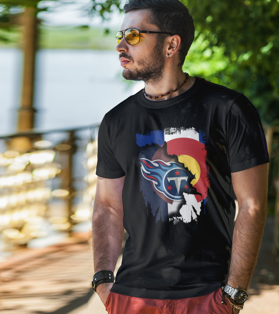 Together Colorado With Titans Logo Overlapping State Flag Colors T-Shirt
