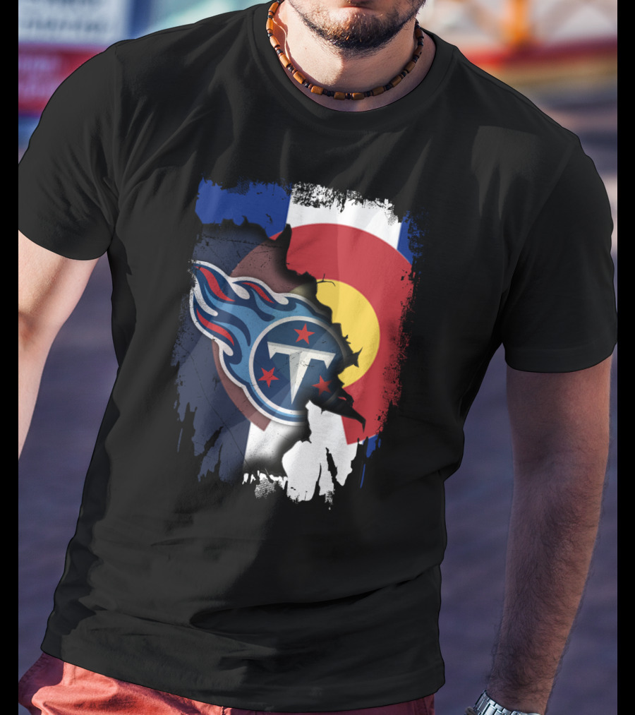Together Colorado With Titans Logo Overlapping State Flag Colors T-Shirt