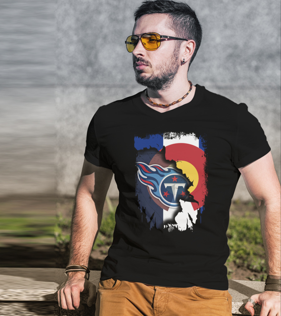 Together Colorado With Titans Logo Overlapping State Flag Colors T-Shirt