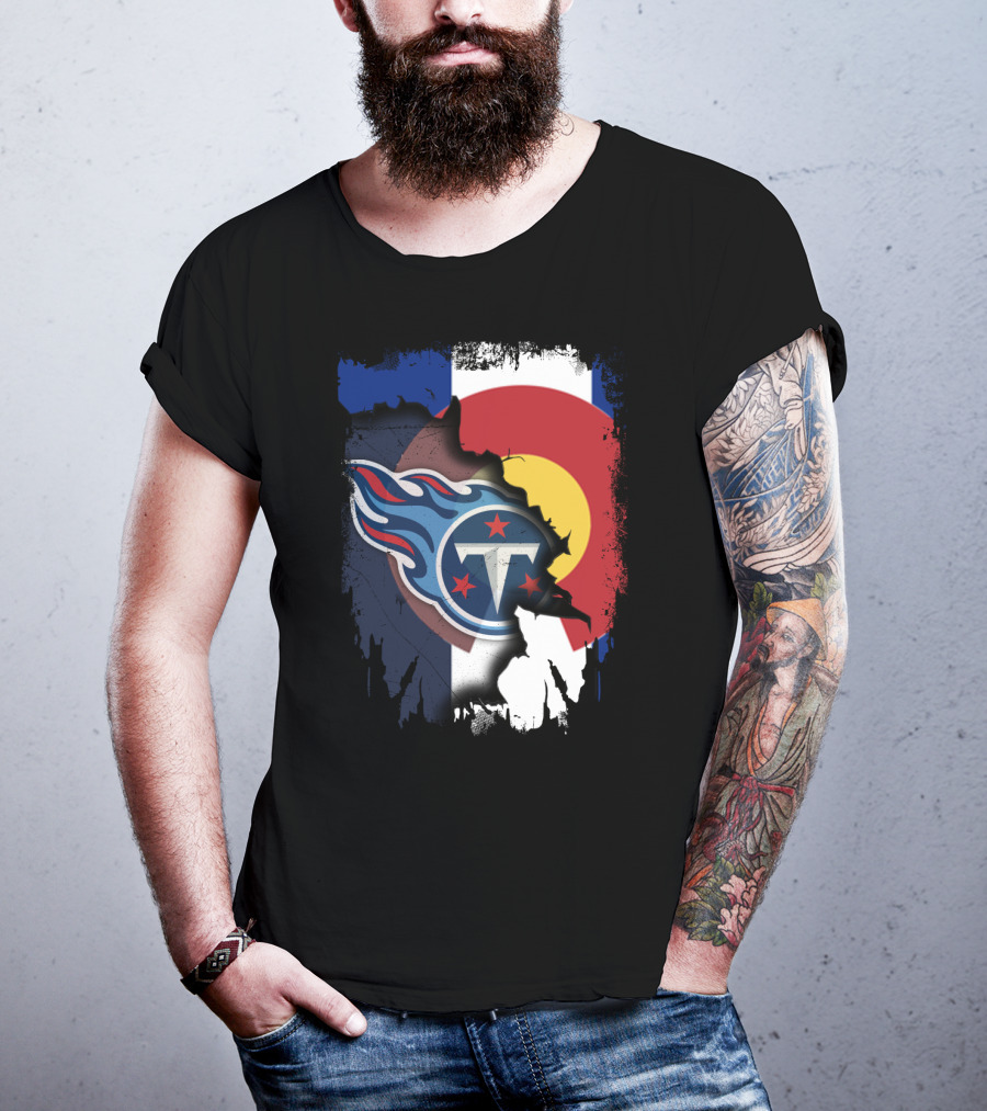Together Colorado With Titans Logo Overlapping State Flag Colors T-Shirt