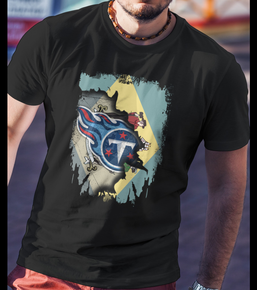 Together Delaware With Titans Logo Over State Flag T-Shirt
