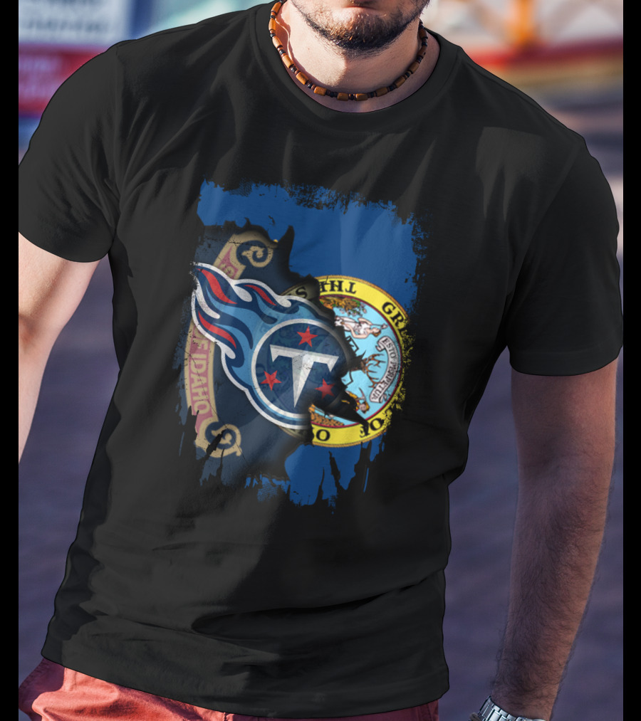 Together Idaho State Seal With Tennessee Titans Logo Fusion T-Shirt
