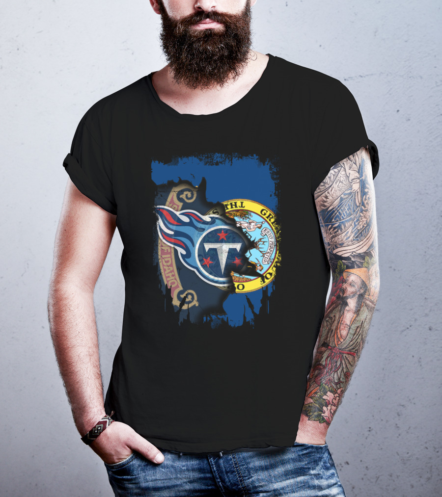 Together Idaho State Seal With Tennessee Titans Logo Fusion T-Shirt