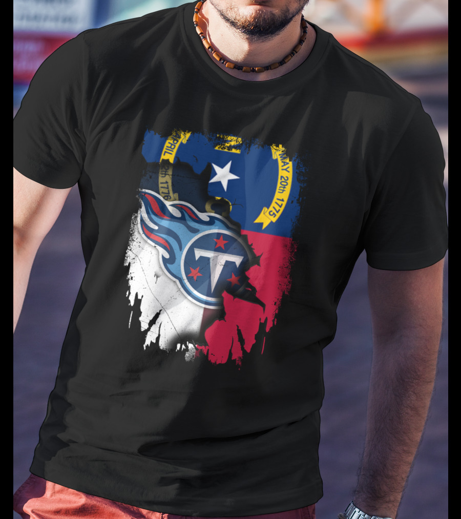 North Carolina State Pride With Tennessee Titans Logo Fusion T-Shirt