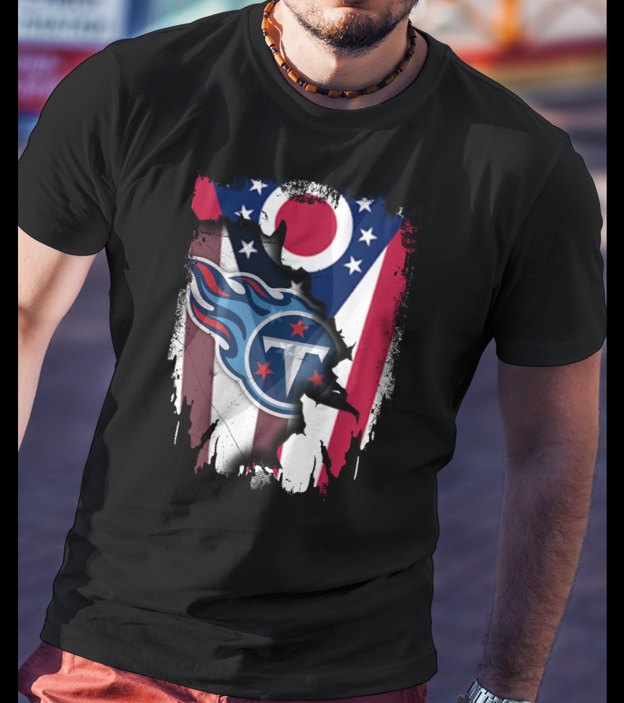 Ohio Flag With Tennessee Titans Logo Together T-Shirt