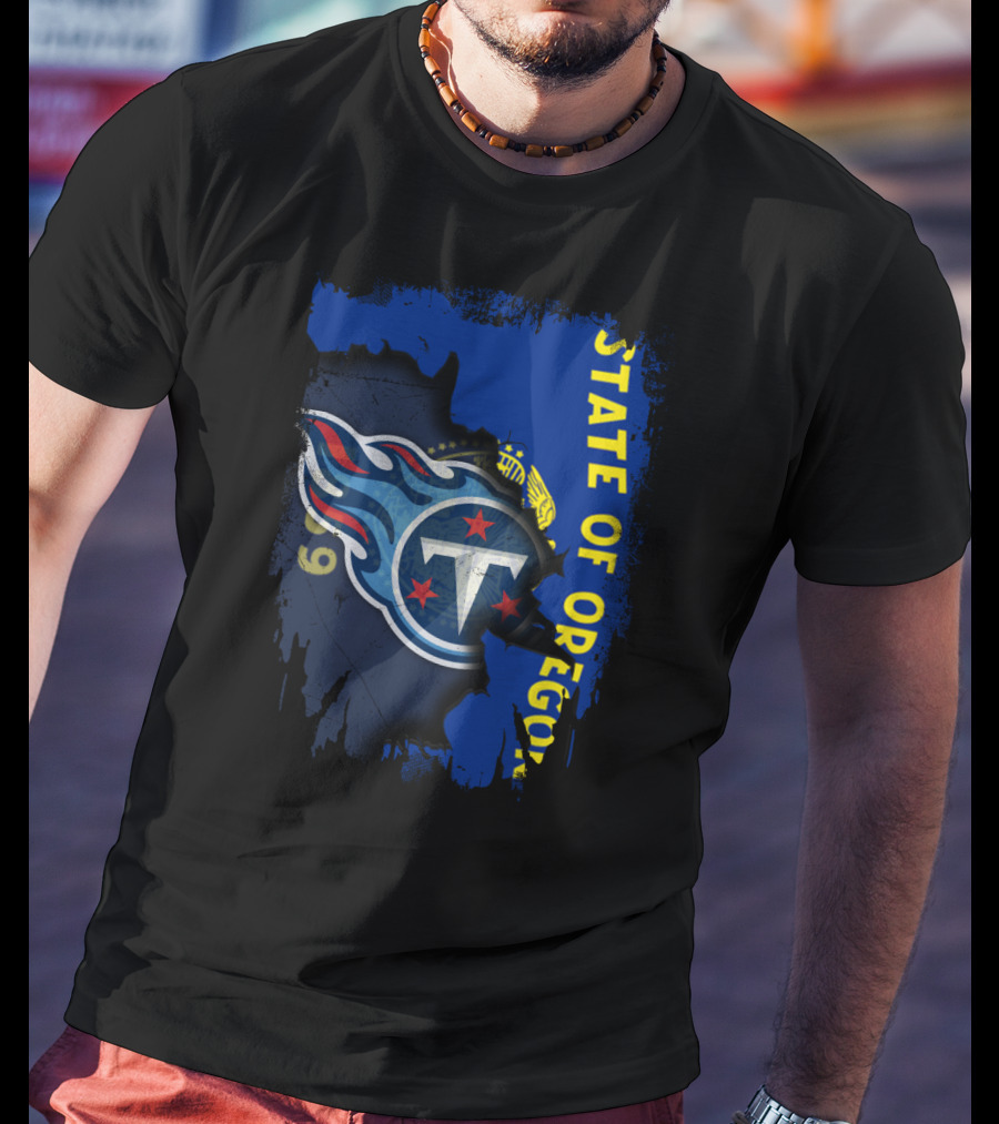 Titans Logo Overlay With State Of Oregon Flag T-Shirt