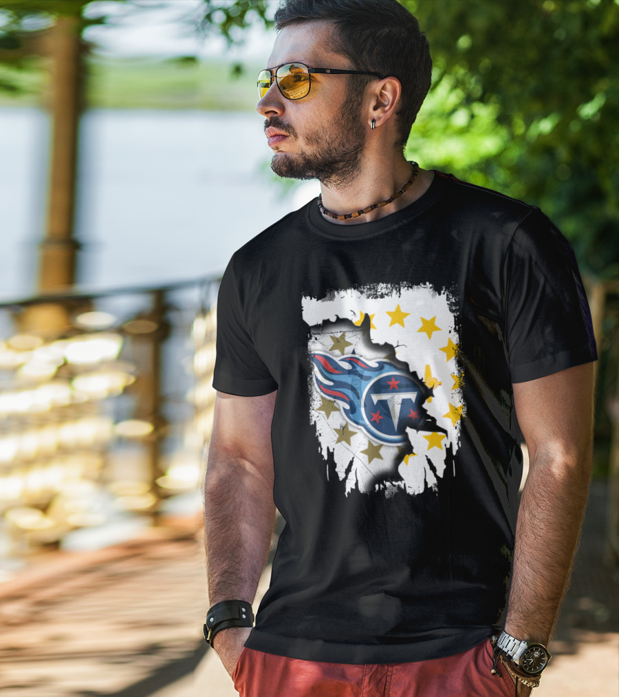 Titans Logo With Rhode Island State Flag Stars T-Shirt