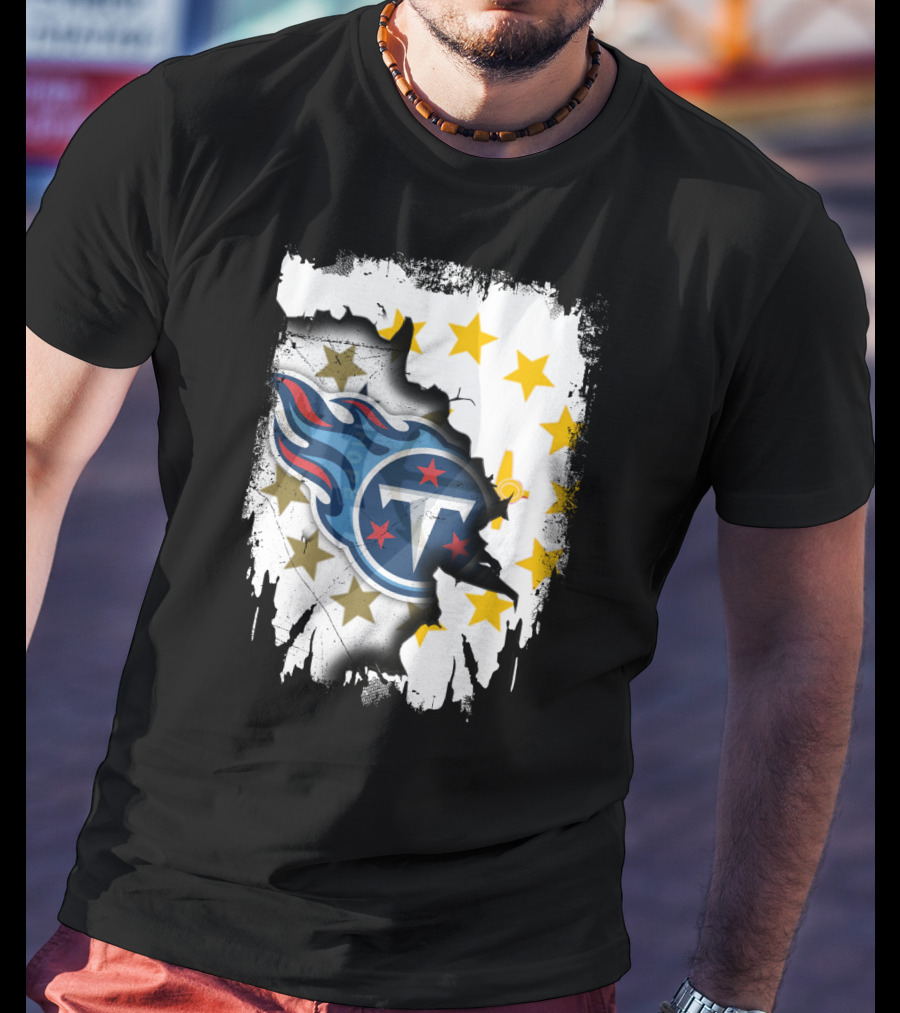Titans Logo With Rhode Island State Flag Stars T-Shirt