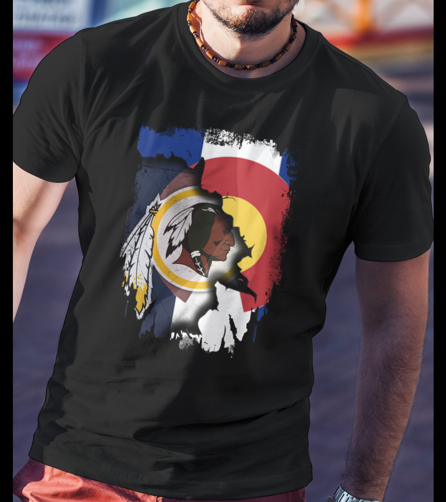 Colorado Flag Redskins Logo Together T-Shirt
