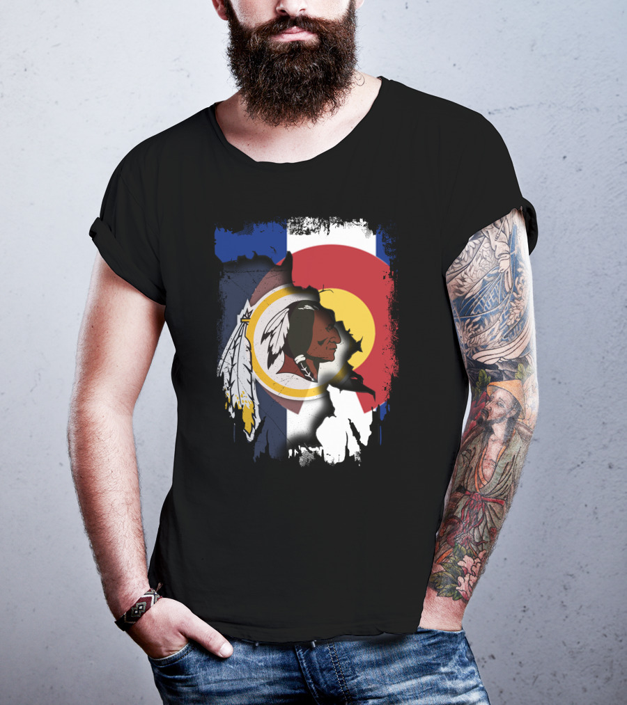 Colorado Flag Redskins Logo Together T-Shirt