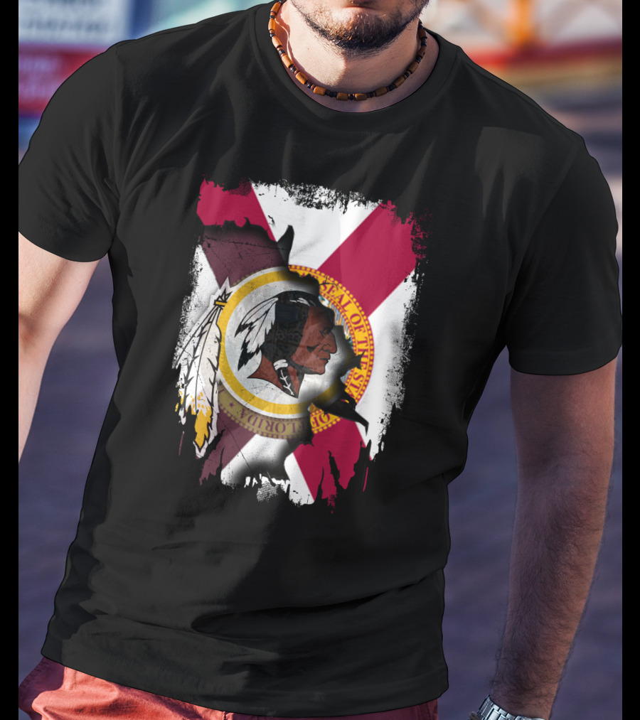 Florida State Flag With Redskins Face And Logo Together T-Shirt