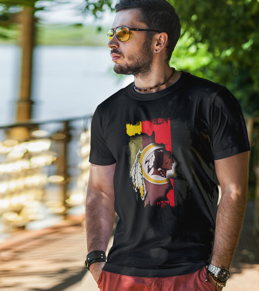 Germany Flag And Washington Football Team Logo Fusion T-Shirt