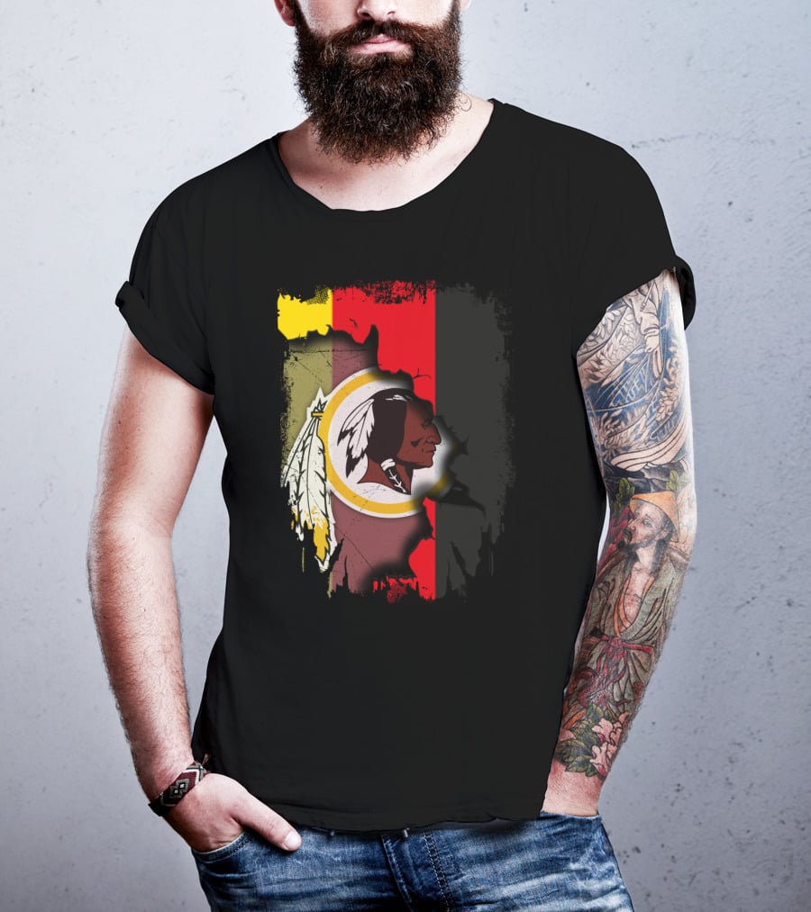 Germany Flag And Washington Football Team Logo Fusion T-Shirt