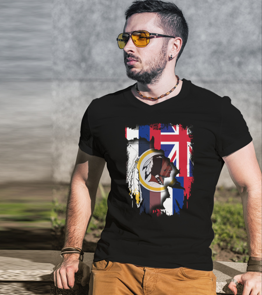 Hawaii Union Jack With Washington Redskins T-Shirt