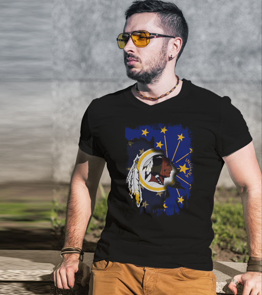 Indiana Stars And Redskins Logo Fusion T-Shirt