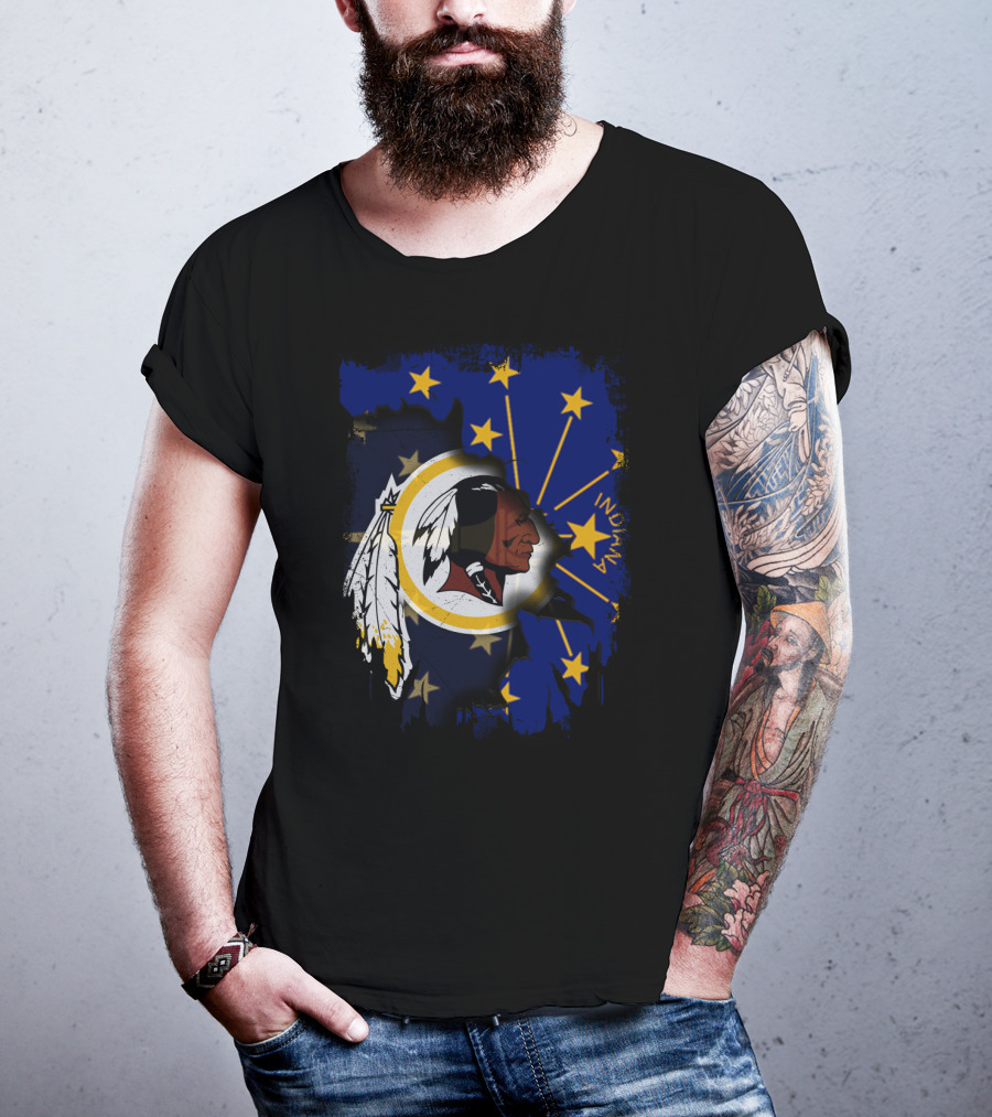 Indiana Stars And Redskins Logo Fusion T-Shirt