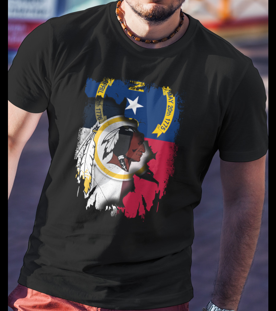 North Carolina State Flag Combined With Redskins T-Shirt