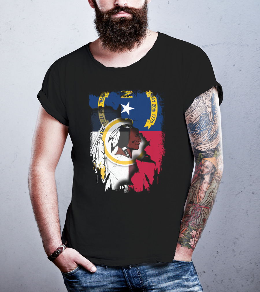 North Carolina State Flag Combined With Redskins T-Shirt