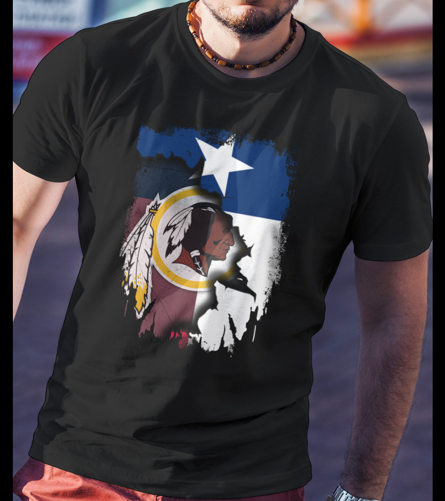 Texas Flag And Washington Redskins Logo United T-Shirt