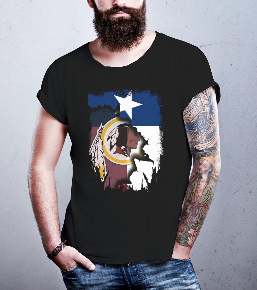 Texas Flag And Washington Redskins Logo United T-Shirt