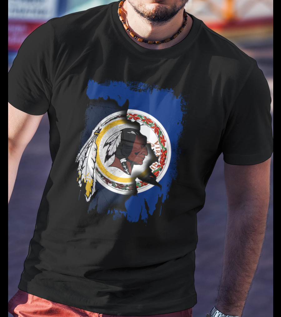 Together Virginia With Redskins Washington Football Team Logo And Virginia State Flag T-Shirt