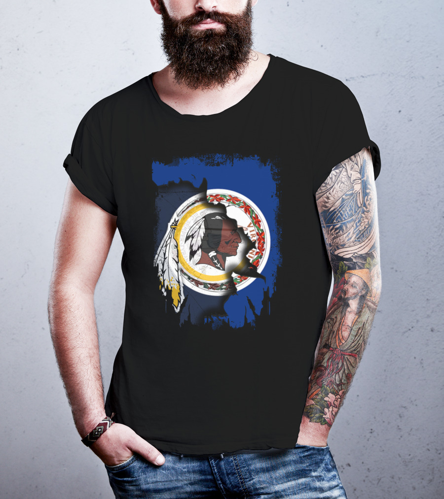 Together Virginia With Redskins Washington Football Team Logo And Virginia State Flag T-Shirt