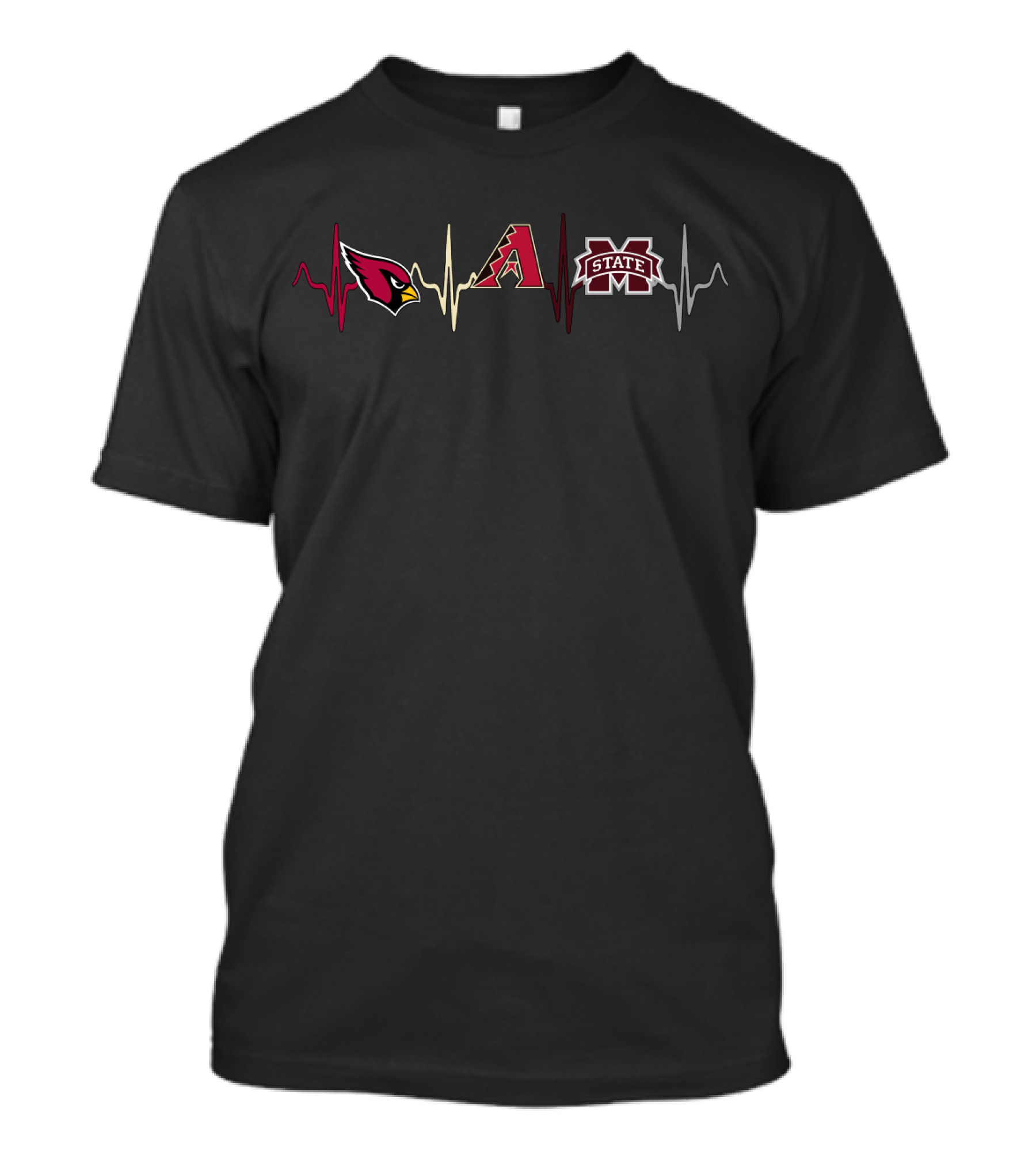 Arizona Cardinals Arizona Diamondbacks Mississippi State Bulldogs Heartbeat T-Shirt