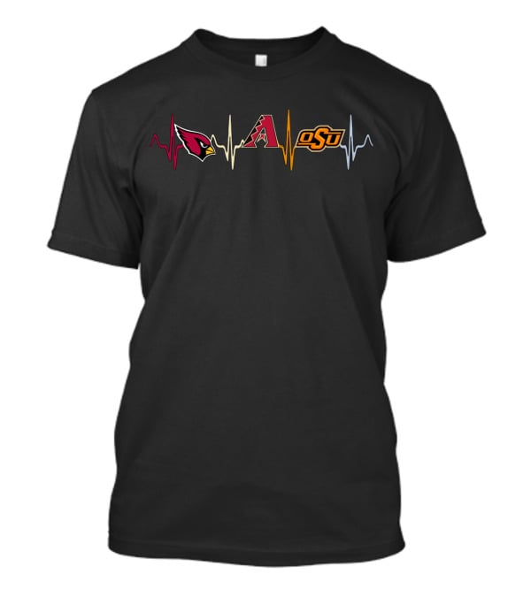 Arizona Cardinals Diamondbacks Oklahoma State Osu Heartbeat T-Shirt