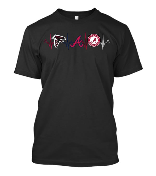Falcons Braves Alabama Crimson Tide Heartbeat T-Shirt