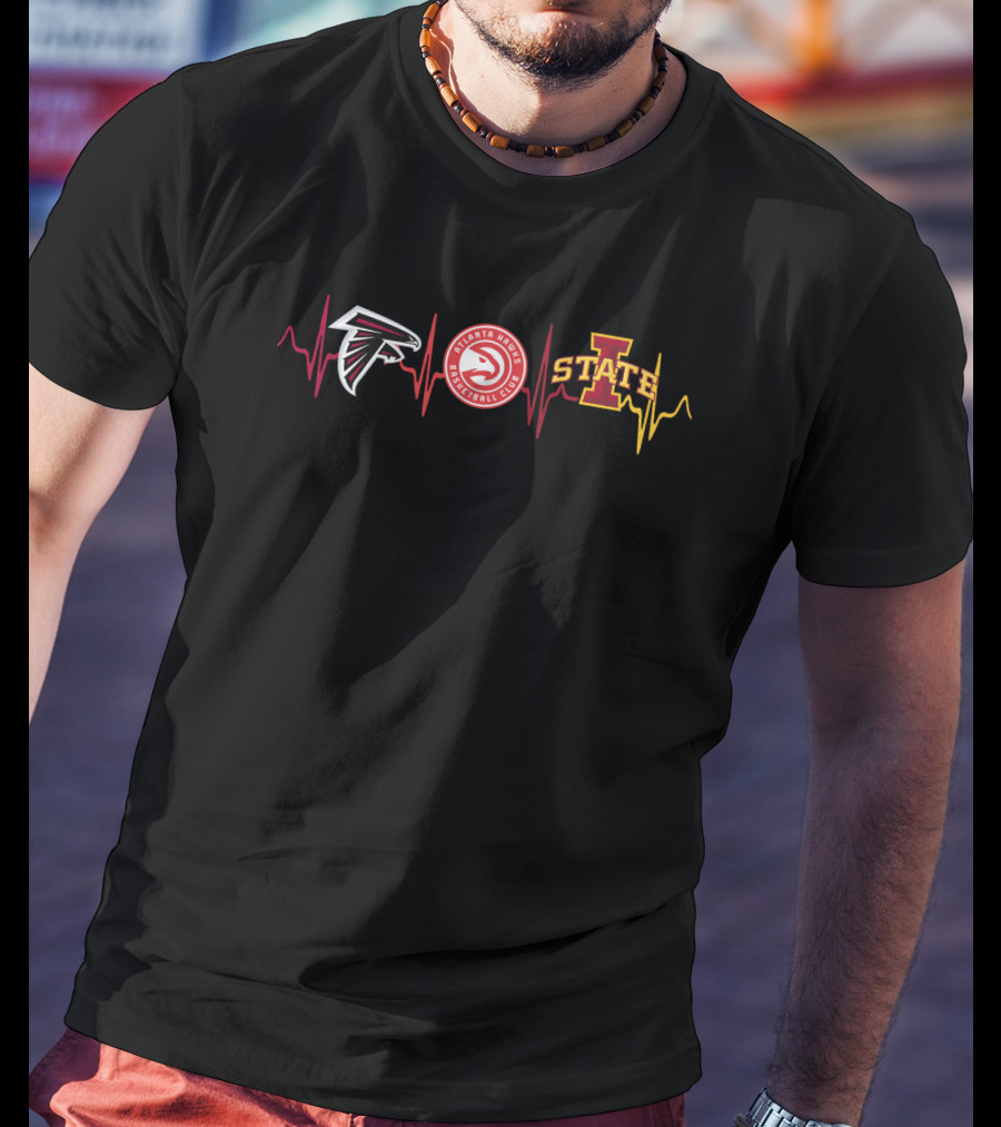 Atlanta Falcons Atlanta Hawks Iowa State Cyclones Heartbeat T-Shirt