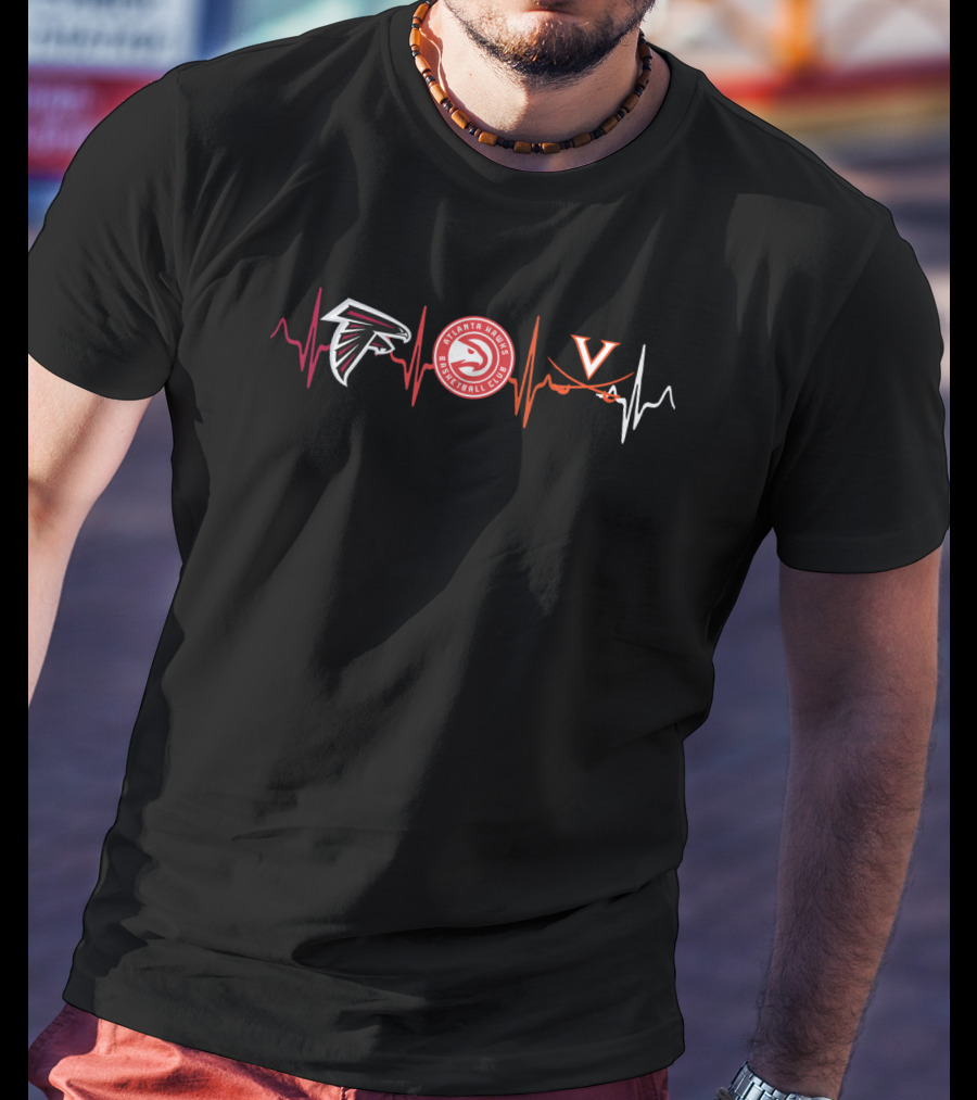 Atlanta Falcons Atlanta Hawks Virginia Cavaliers Heartbeat T-Shirt
