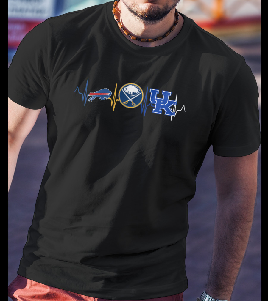Buffalo Bills Sabres Heartbeat With Kw Uk T-Shirt