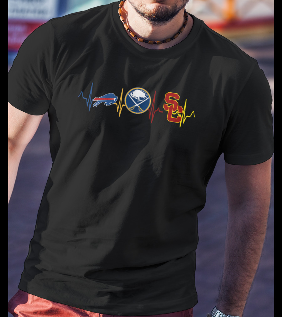 Buffalo Bills Buffalo Sabres Usc Trojans Heartbeat T-Shirt