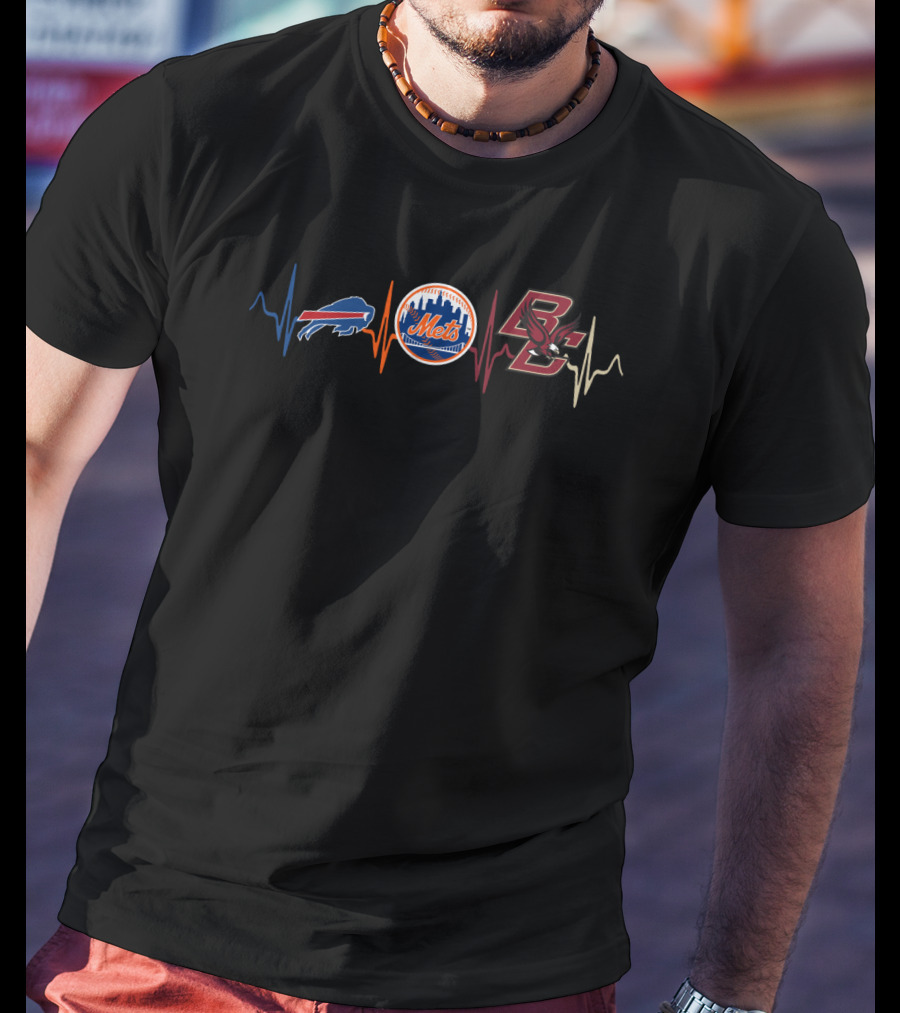 Buffalo Bills New York Mets Boston College Eagles Heartbeat Series T-Shirt