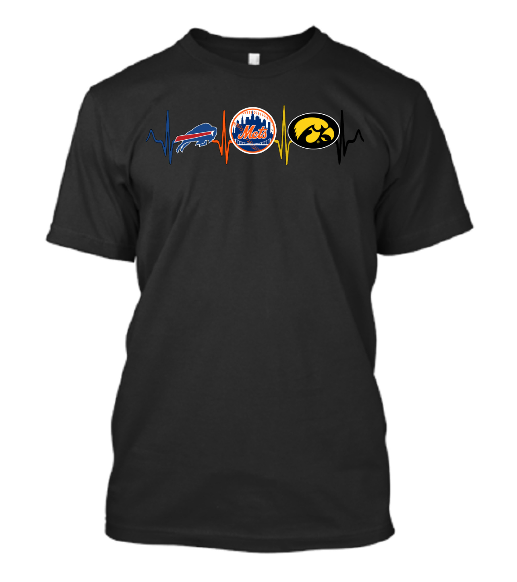 Buffalo Bills New York Mets Iowa Hawkeyes Heartbeat Fan T-Shirt