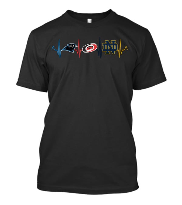 Carolina Panthers Carolina Hurricanes Notre Dame Fighting Irish Heartbeat T-Shirt