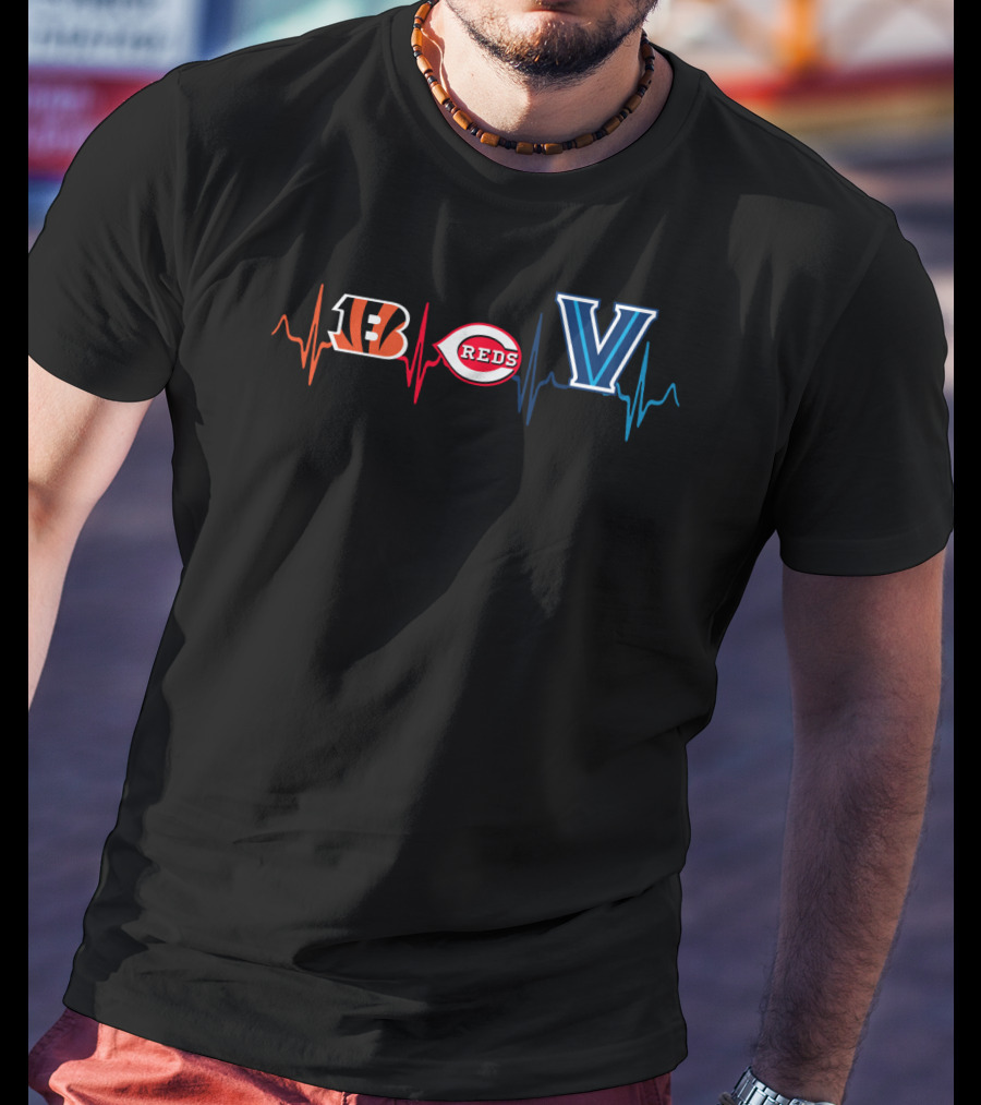 Bengals Reds Villanova Heartbeat T-Shirt