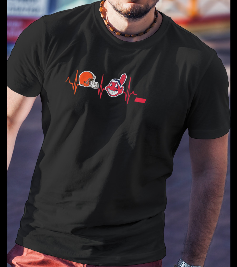 Cleveland Browns Cleveland Indians Cincinnati Bearcats Heartbeat T-Shirt